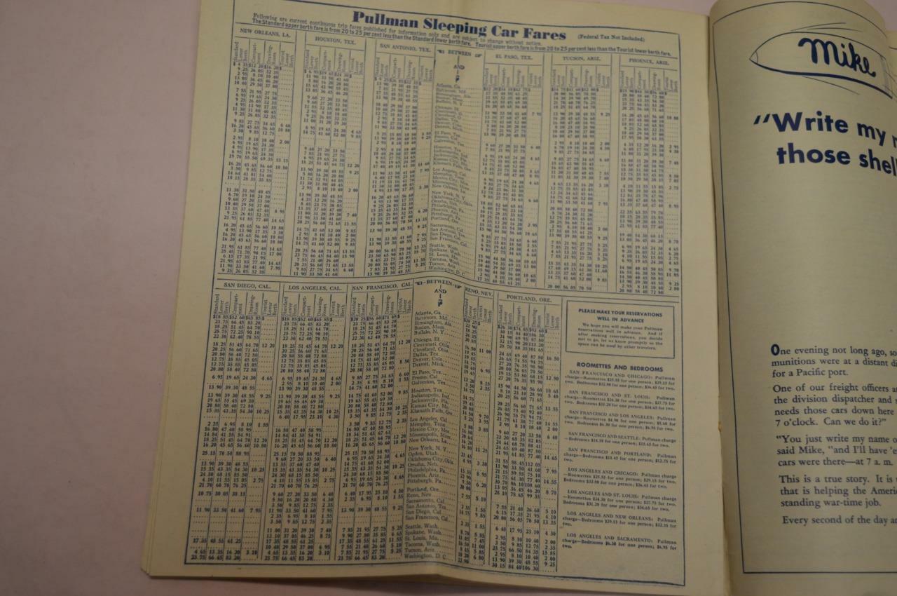 1943 SOUTHERN PACIFIC RAILROAD MAP LOUISIANA TEXAS NEW MEXICO MEXICO ARIZONA