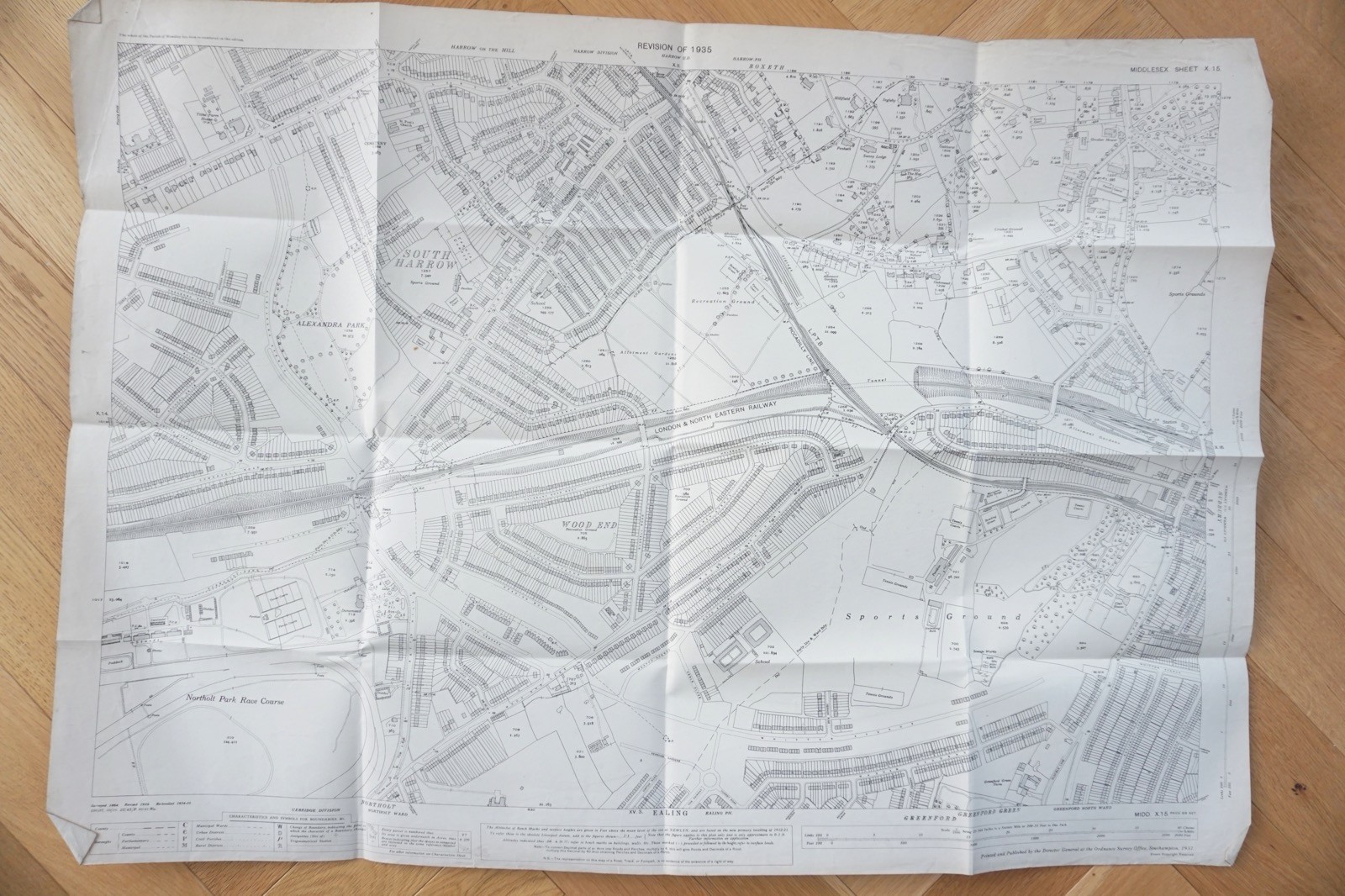 1935 South Harrow Wood End London LNER Railway OS Railway Map
