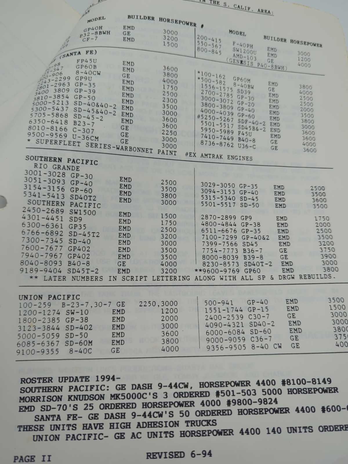 TEHACHAPI 1991 Rail Map and Guide – Sam Pottinger Steel Rails West