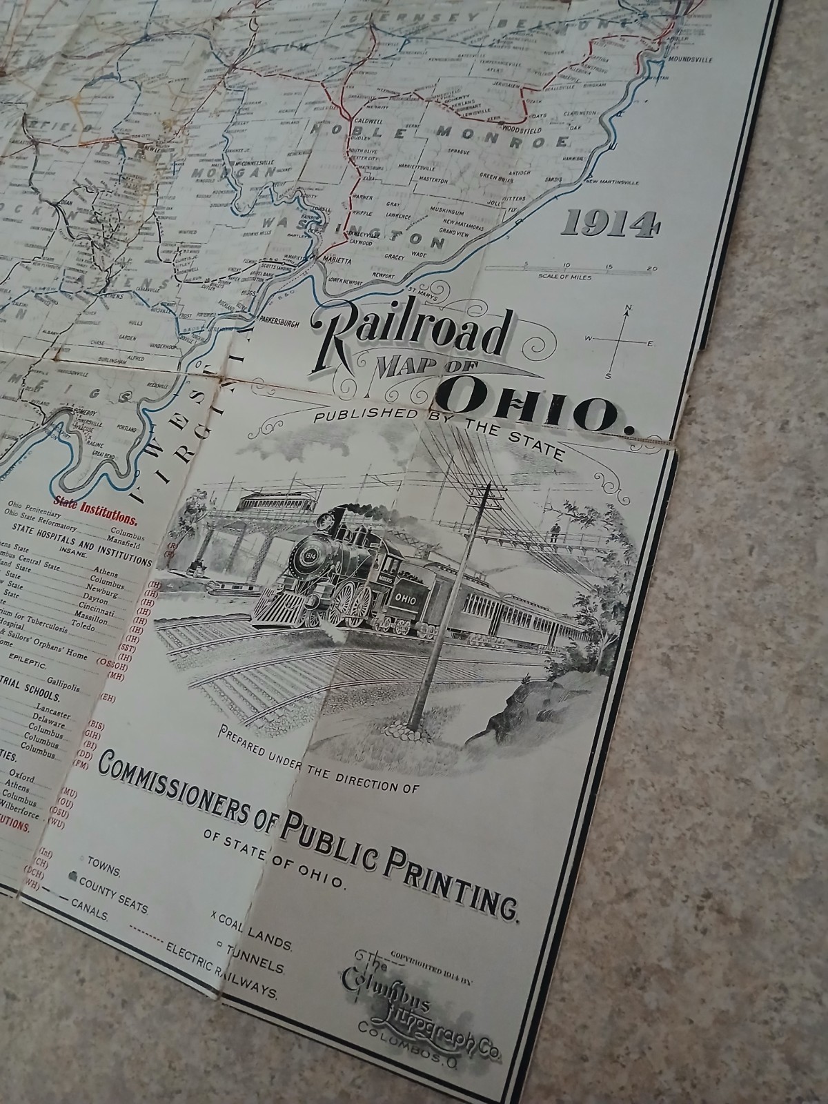 1914 Ohio Railroad Map Published By The state Commissioners Of Public Printing