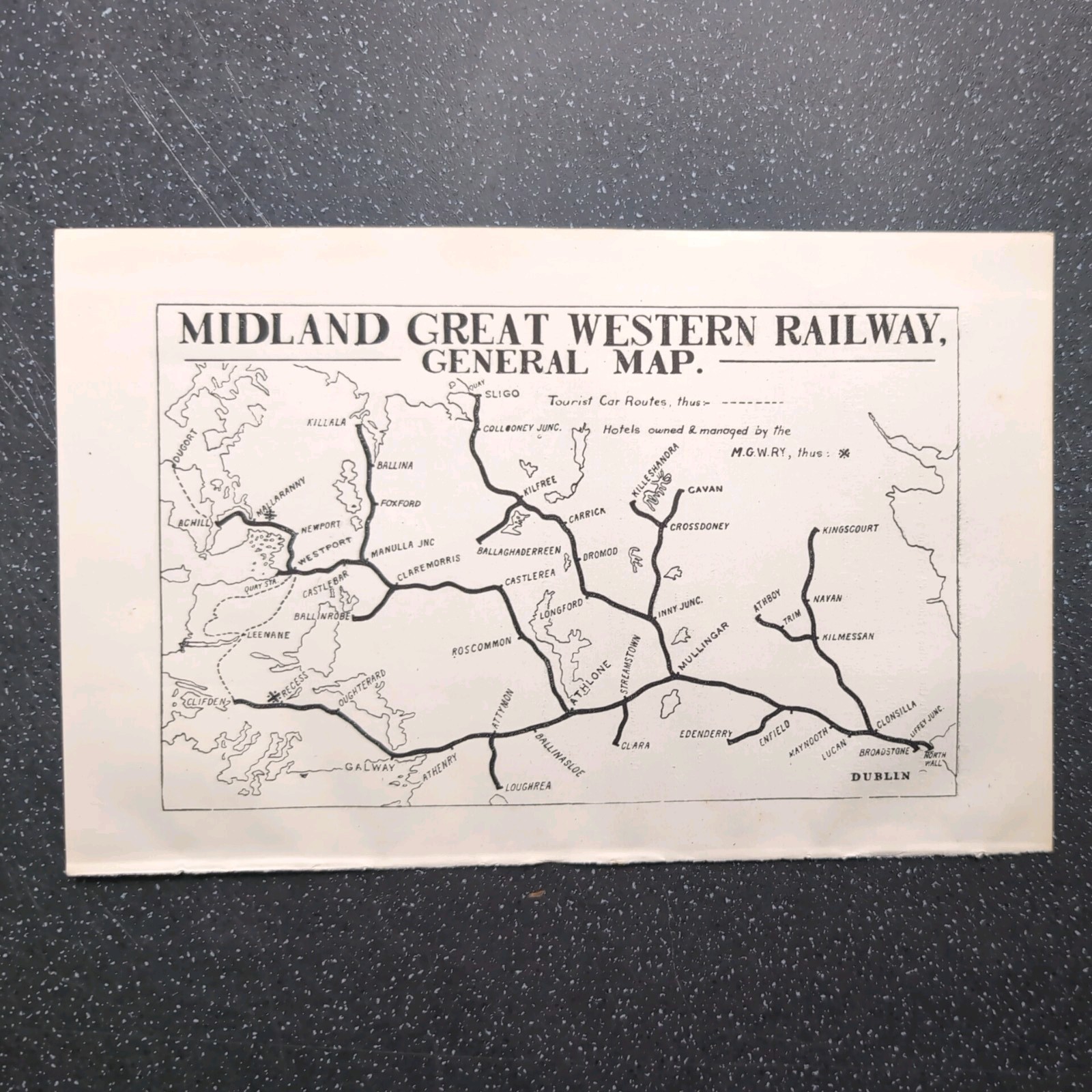 Original 1923 Map Of Midland Great Western Railway General Map