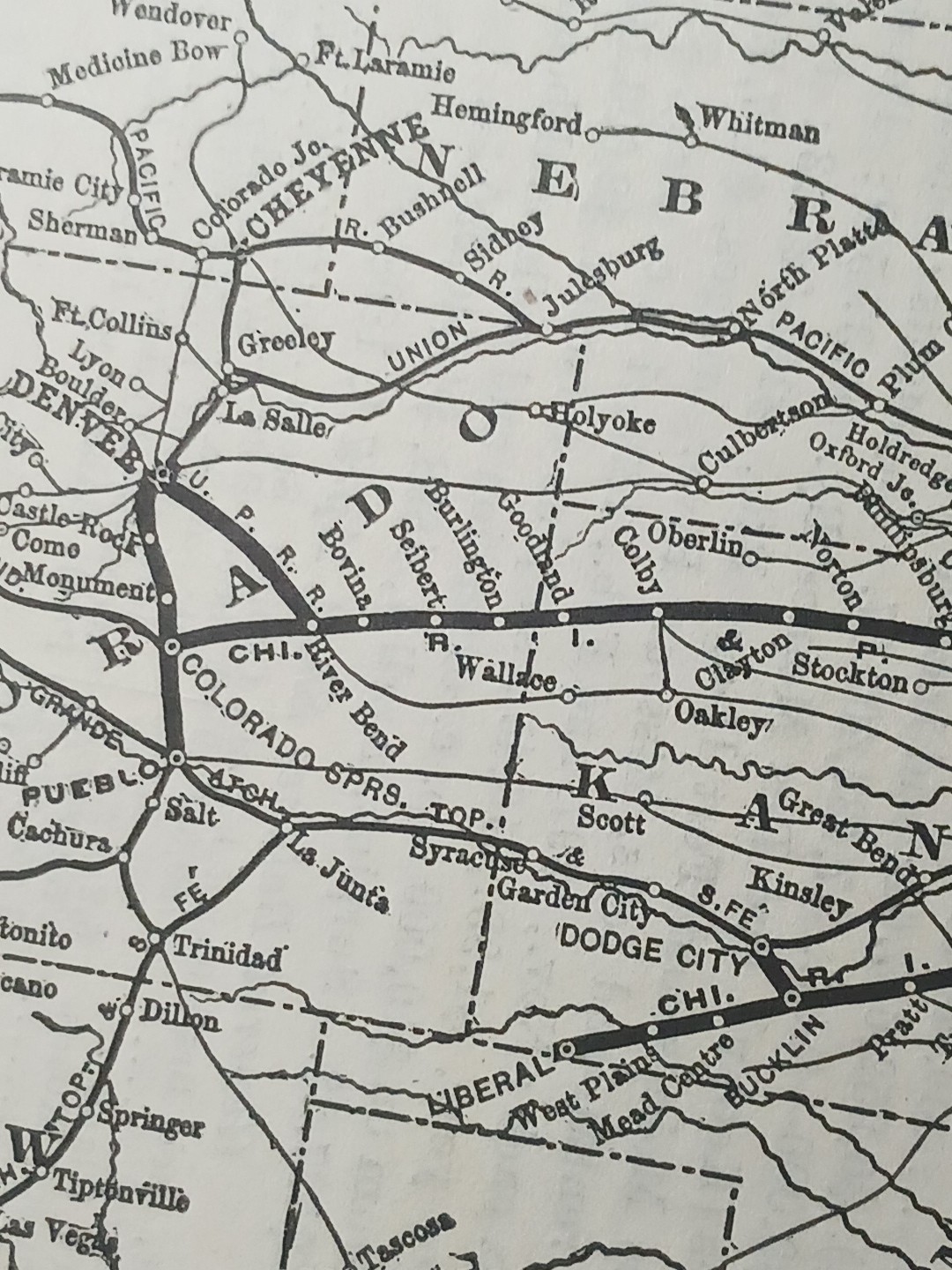 ~1898 Train Route Map + Railroad Report CHICAGO ROCK ISLAND & PACIFIC RAILWAY