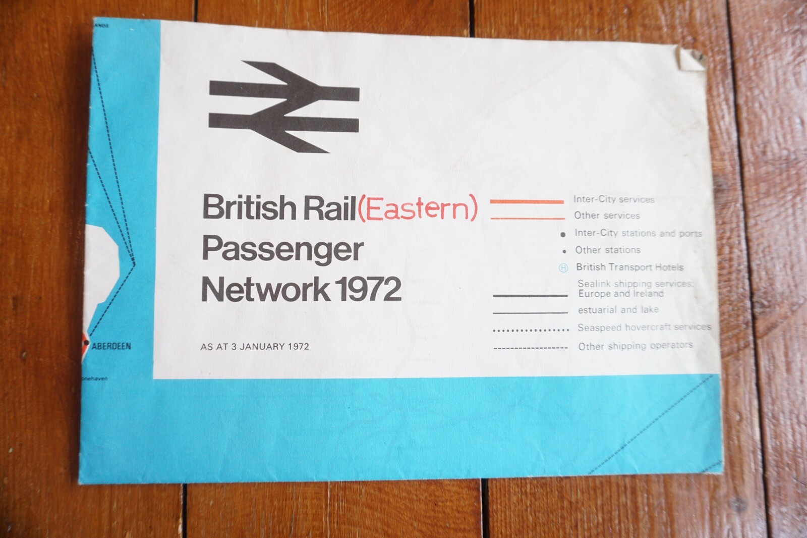 Jan 1972 British Rail Passenger Network Railway Map Eastern Region