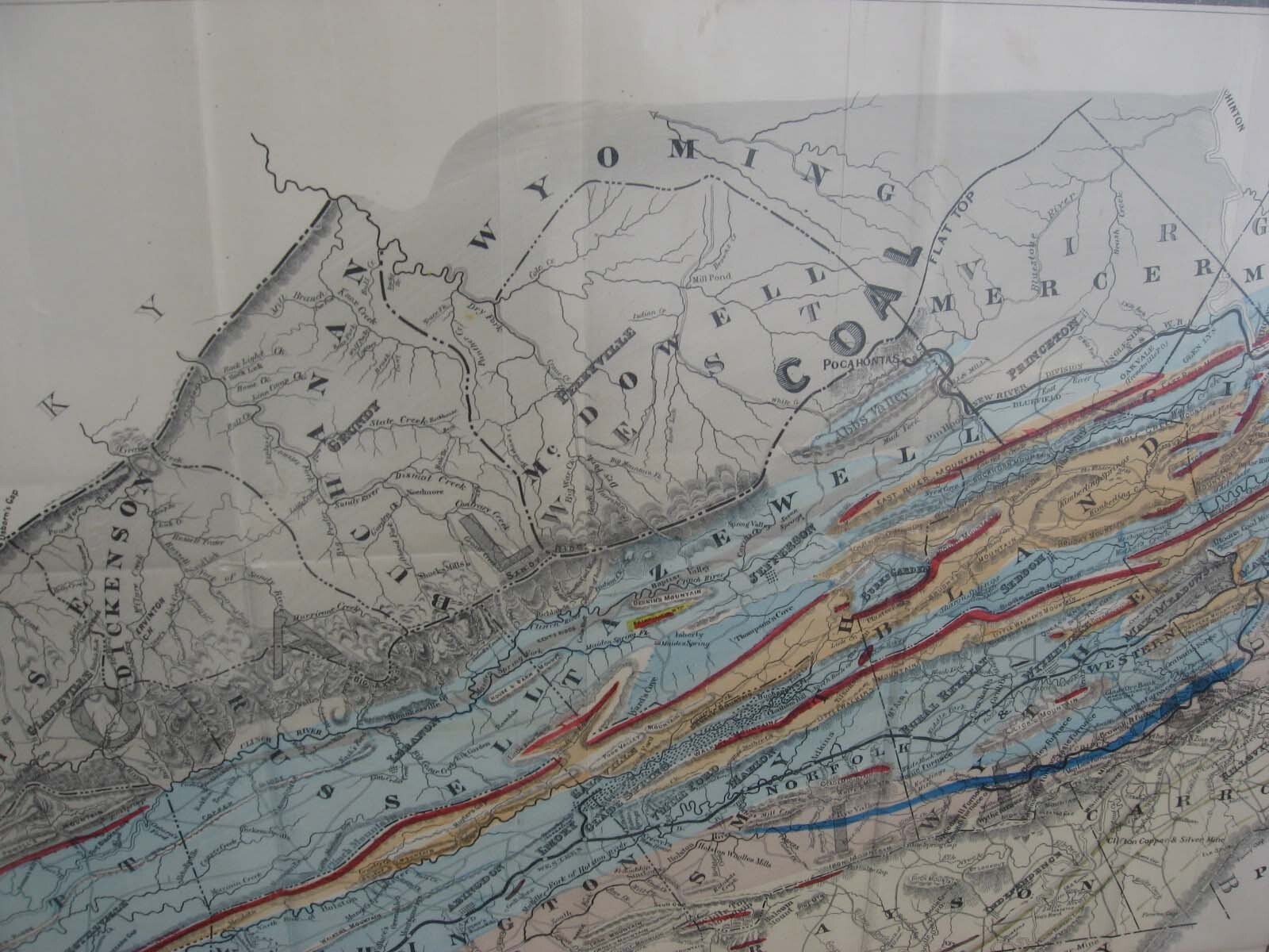 1883 SOUTH WEST VIRGINIA VA MINERAL RESOURCE RAILWAY MAP C R BOYD