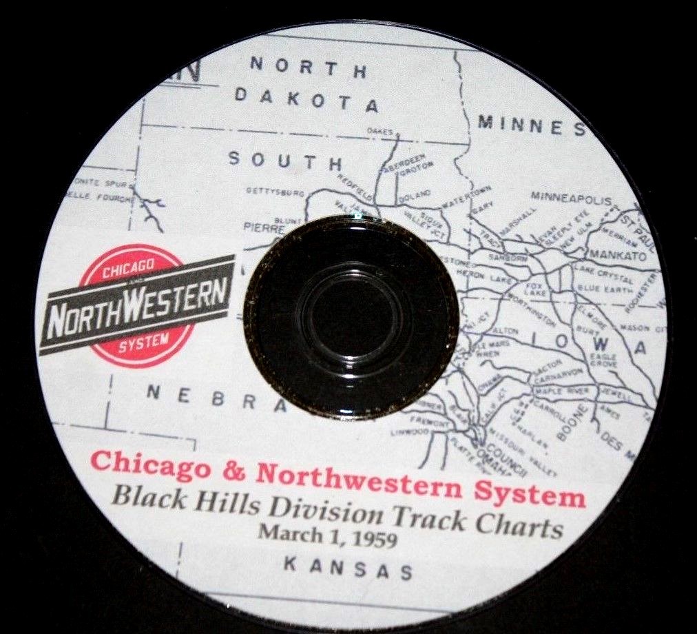 Chicago & Northwestern RR 1959 Black Hills Division Track Chart PDF Pages on DVD