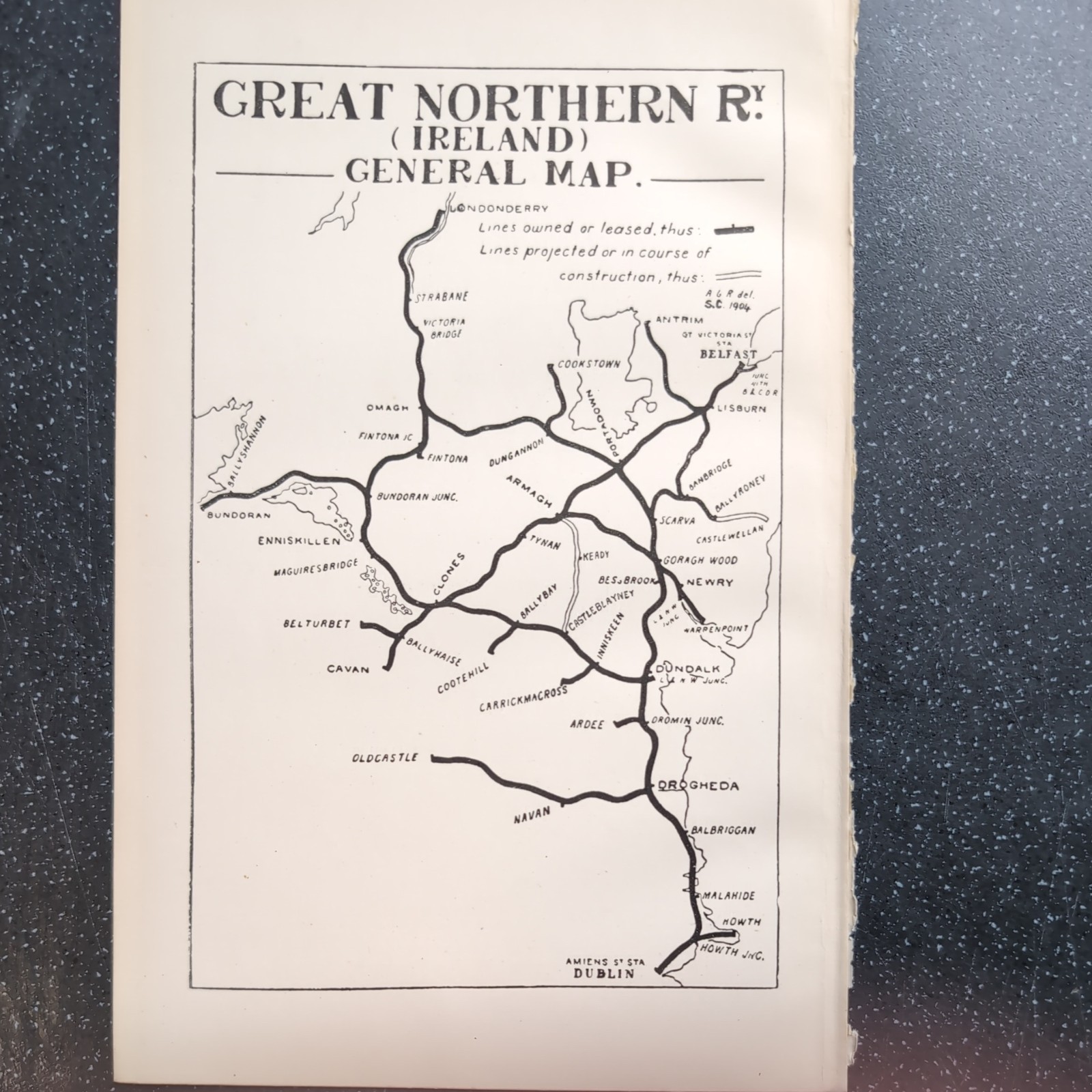 Original 1906 Railway map of Great Northern (Ireland) Railway General Map
