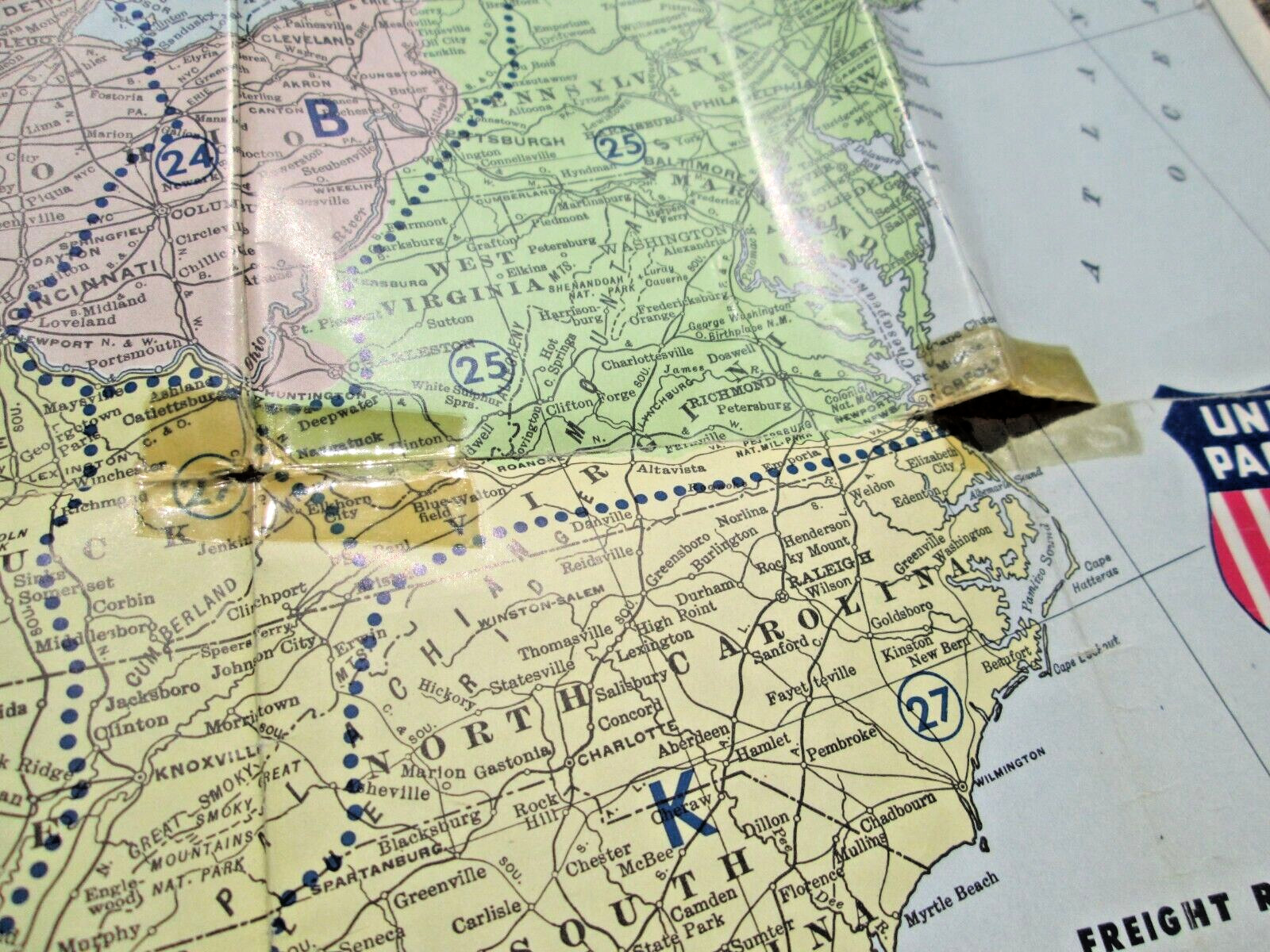 1949 Union Pacific Railroad Territorial Freight Rate Map of the United States