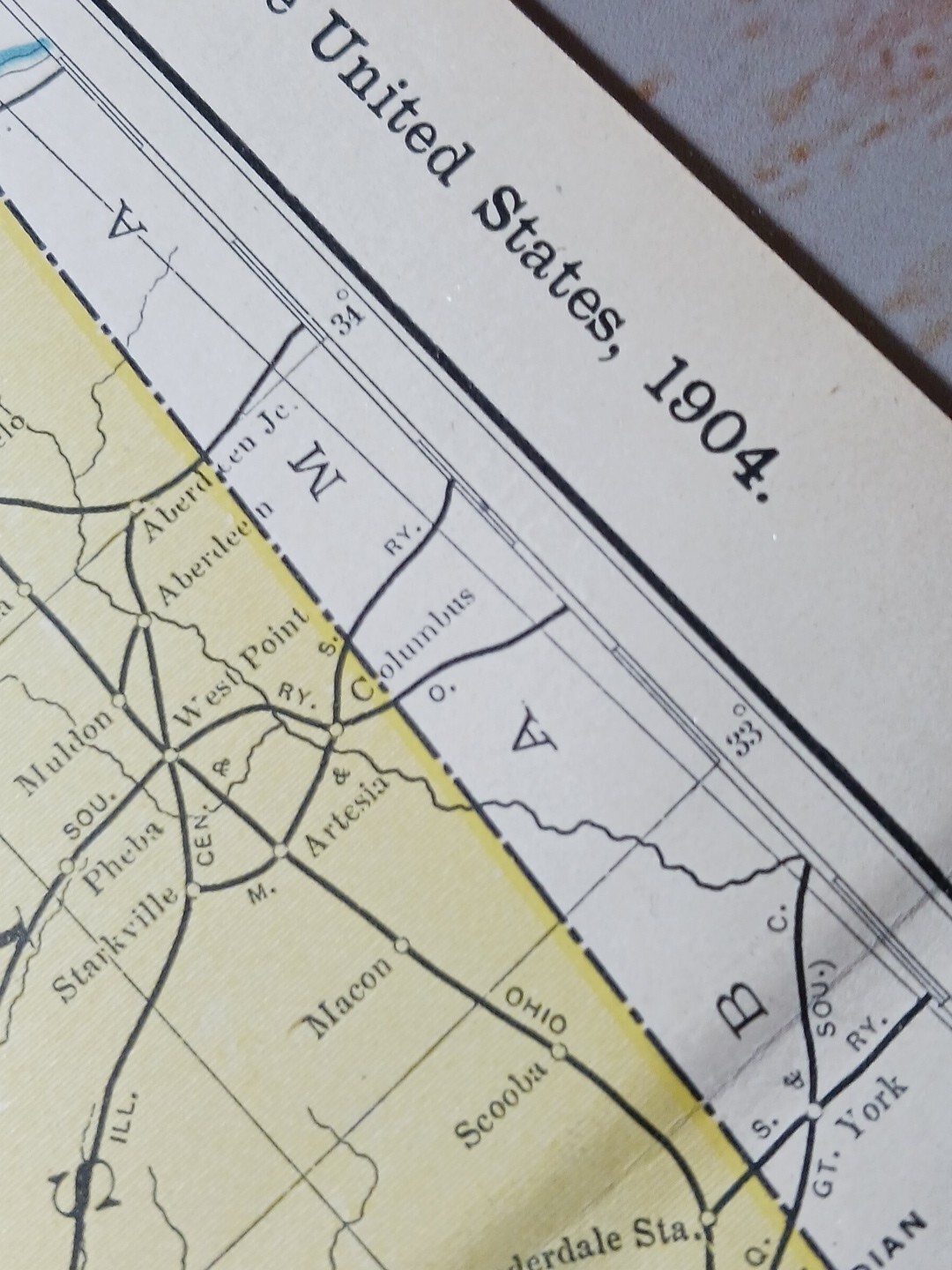 1904 Railroad Map LOUISIANA Arkansas MISSISSIPPI All Lines Train Routes 11″x9″