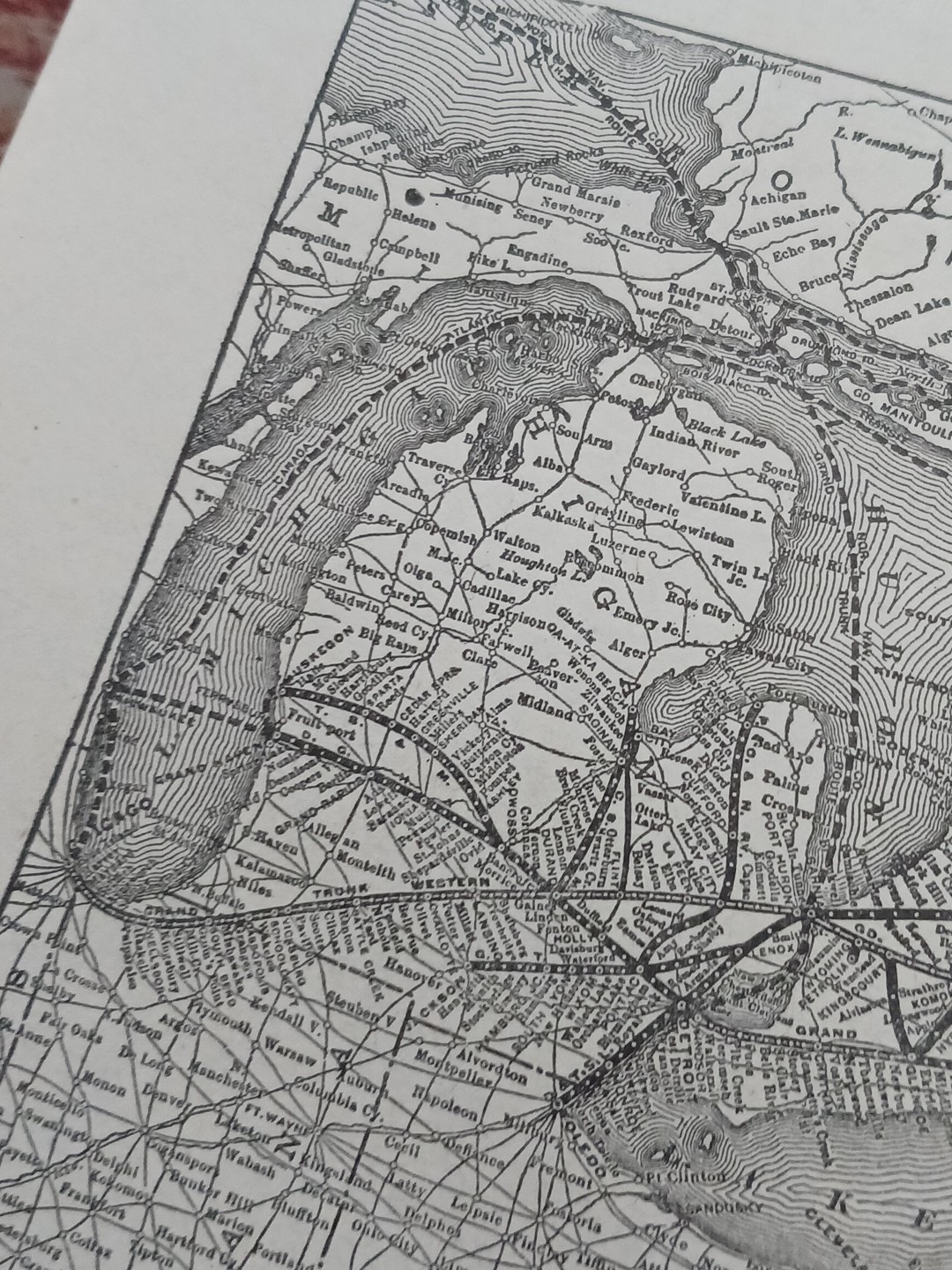 1910 Train Route Map GRAND TRUNK RAILWAY SYSTEM and Connections Canada 🇨🇦 USA