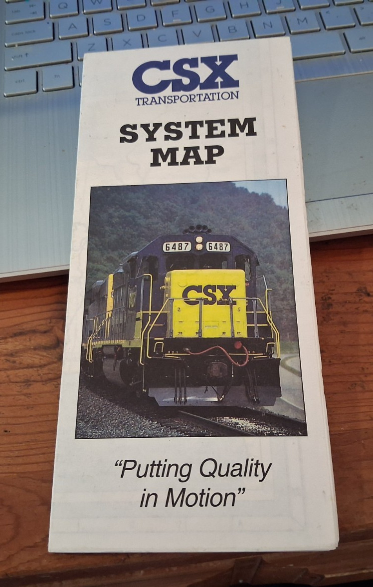 Appears Never Used 1995 Vintage CSX Transportation Railroad System Map