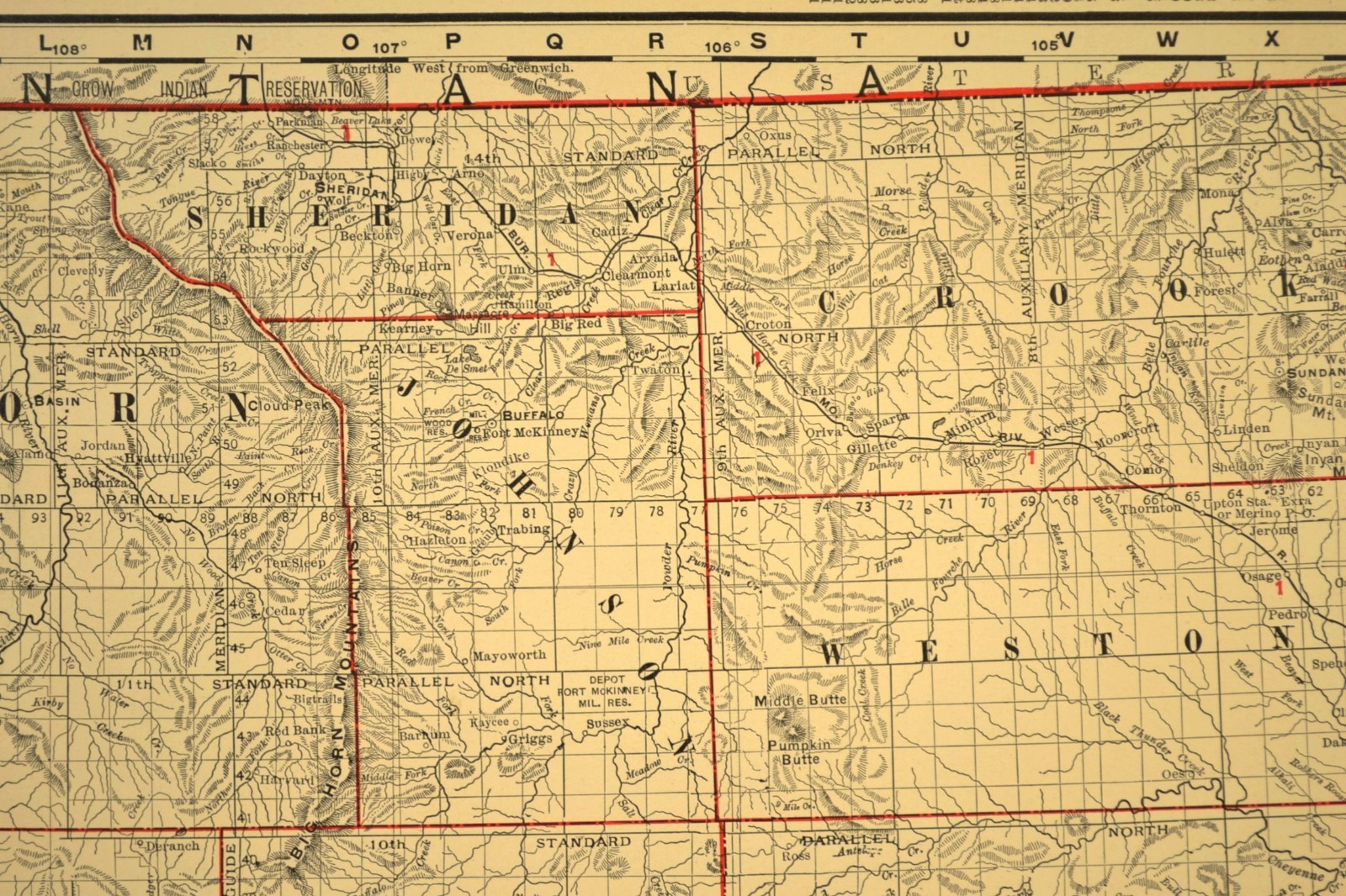 1901 Antique Wyoming Railroad Map Large Atlas UP RR Wind River Reservation DATED