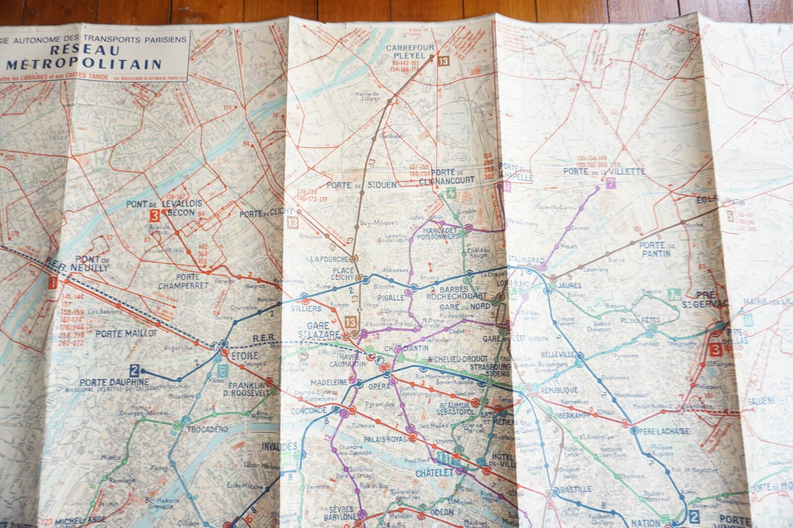 1968 France RATP Metro Underground Tube Map Railway Quad Poster