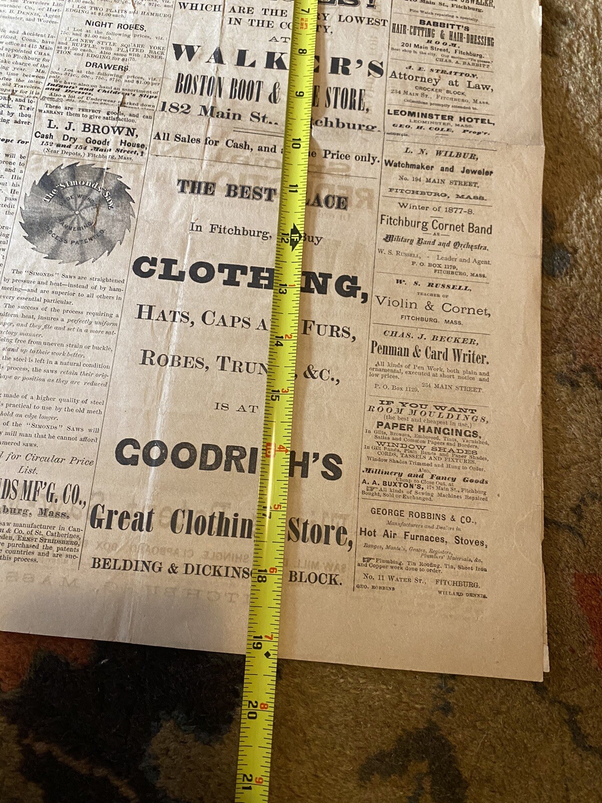 Antique 1878 The Railway Globe Newspapers Lot Fitchburg MA Old 1870’s Train Map