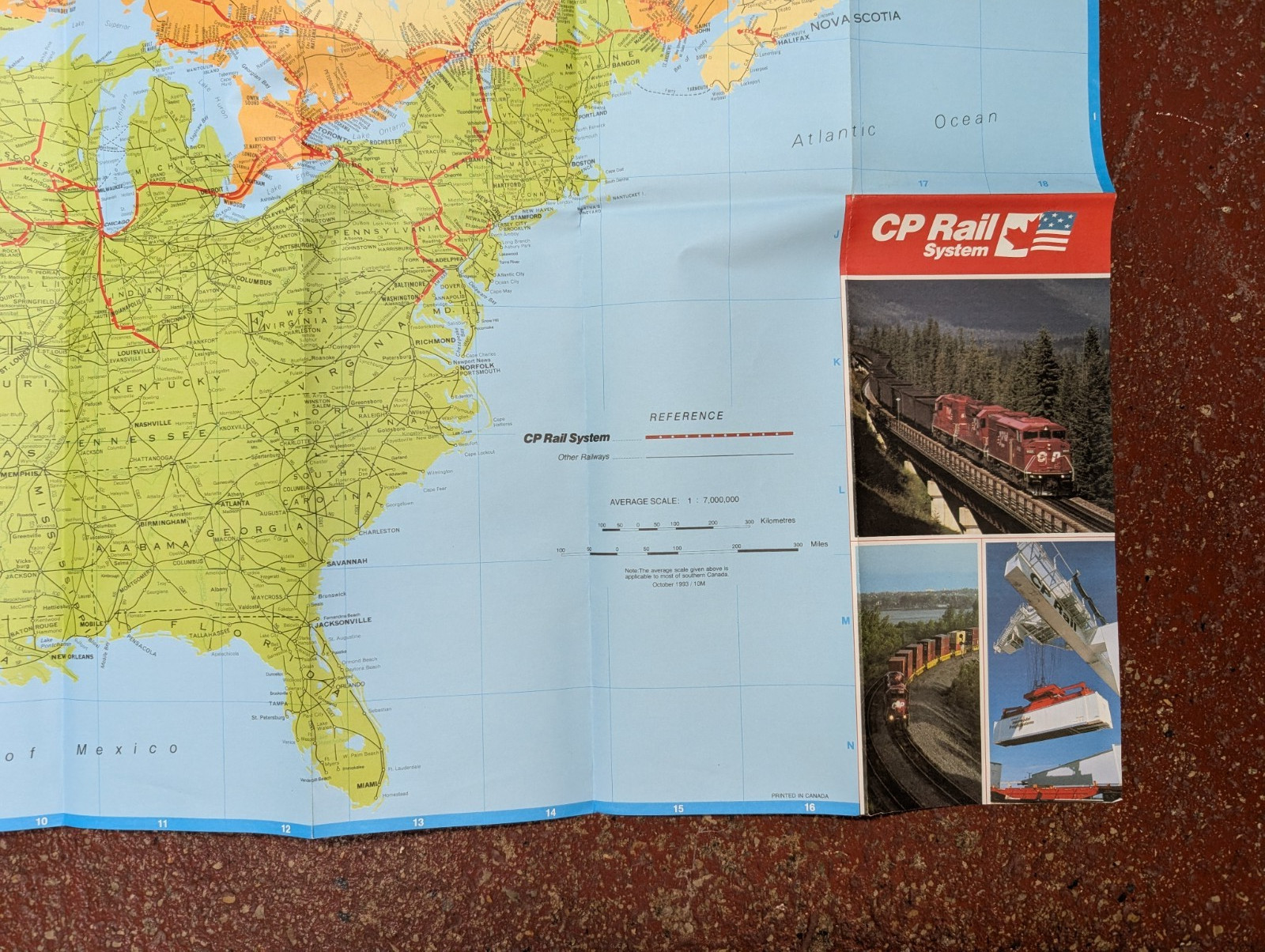BN ORIGINAL CP RAIL SYSTEM/SOO LINE SYSTEM MAP FROM 1993