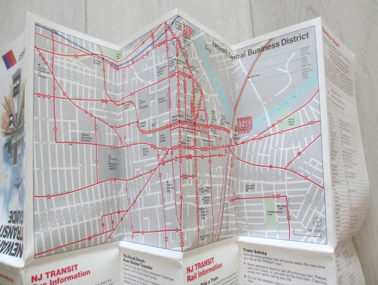 Vintage June 1990 New Jersey Transit NJT Newark Transit Guide Map NJ