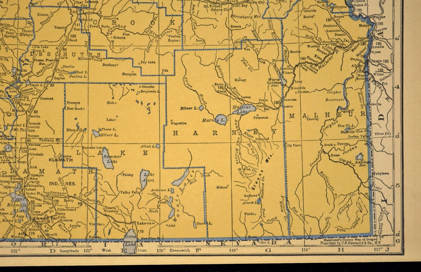ca1939 OREGON Railroad Map Depot Towns SP RR Historic Original Atlas Map