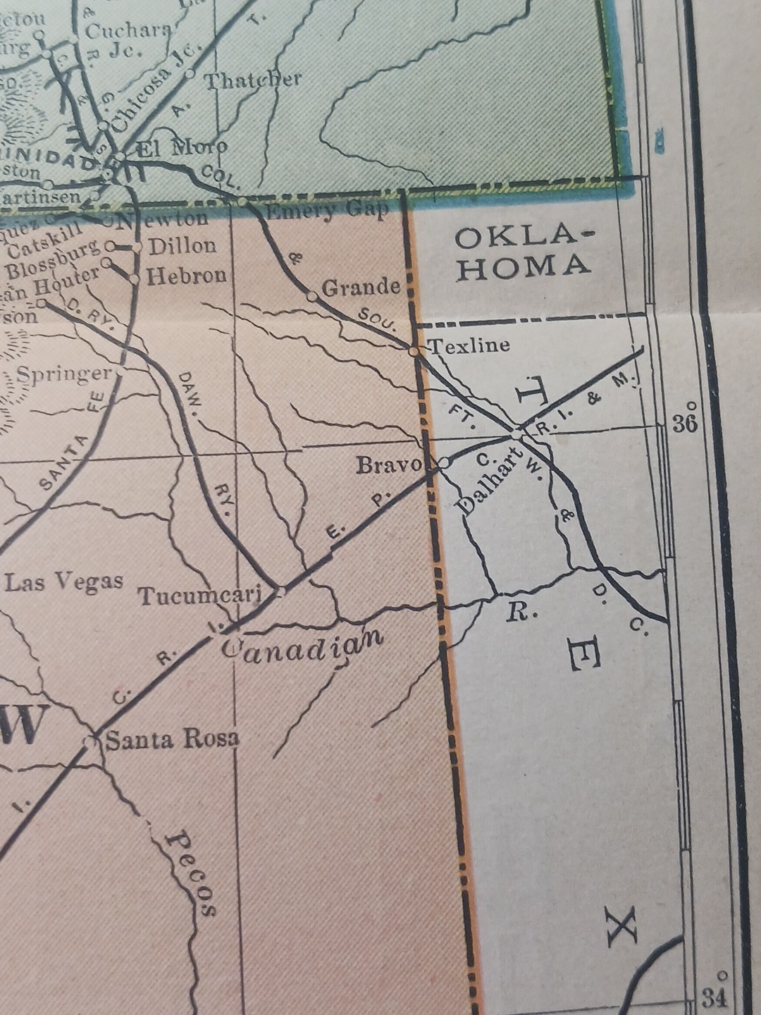 ~1904 Railroad Map UTAH Colorado ARIZONA New Mexico All Lines & Depots 11″x9″