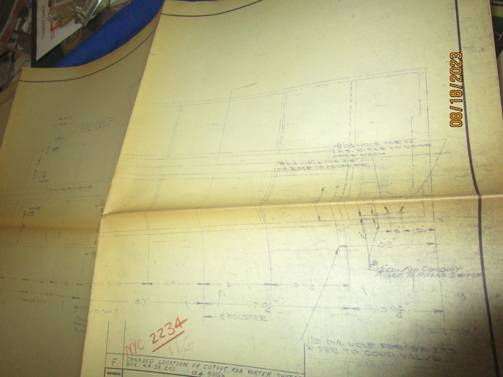 Vintage 1949-1950 Baltimore & Ohio B&O Blueprint Copy Drawing – see photos 18X44