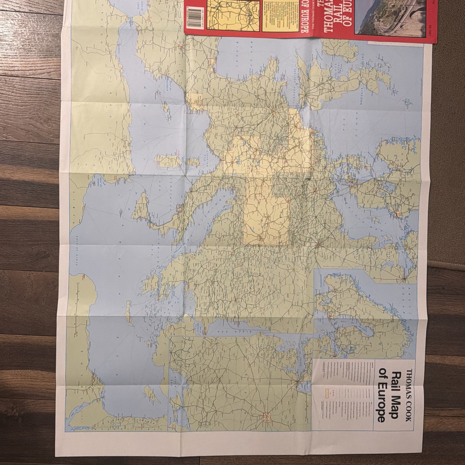 Original Vintage Thomas Cook Rail Map Of Europe 1991 brochure British railways