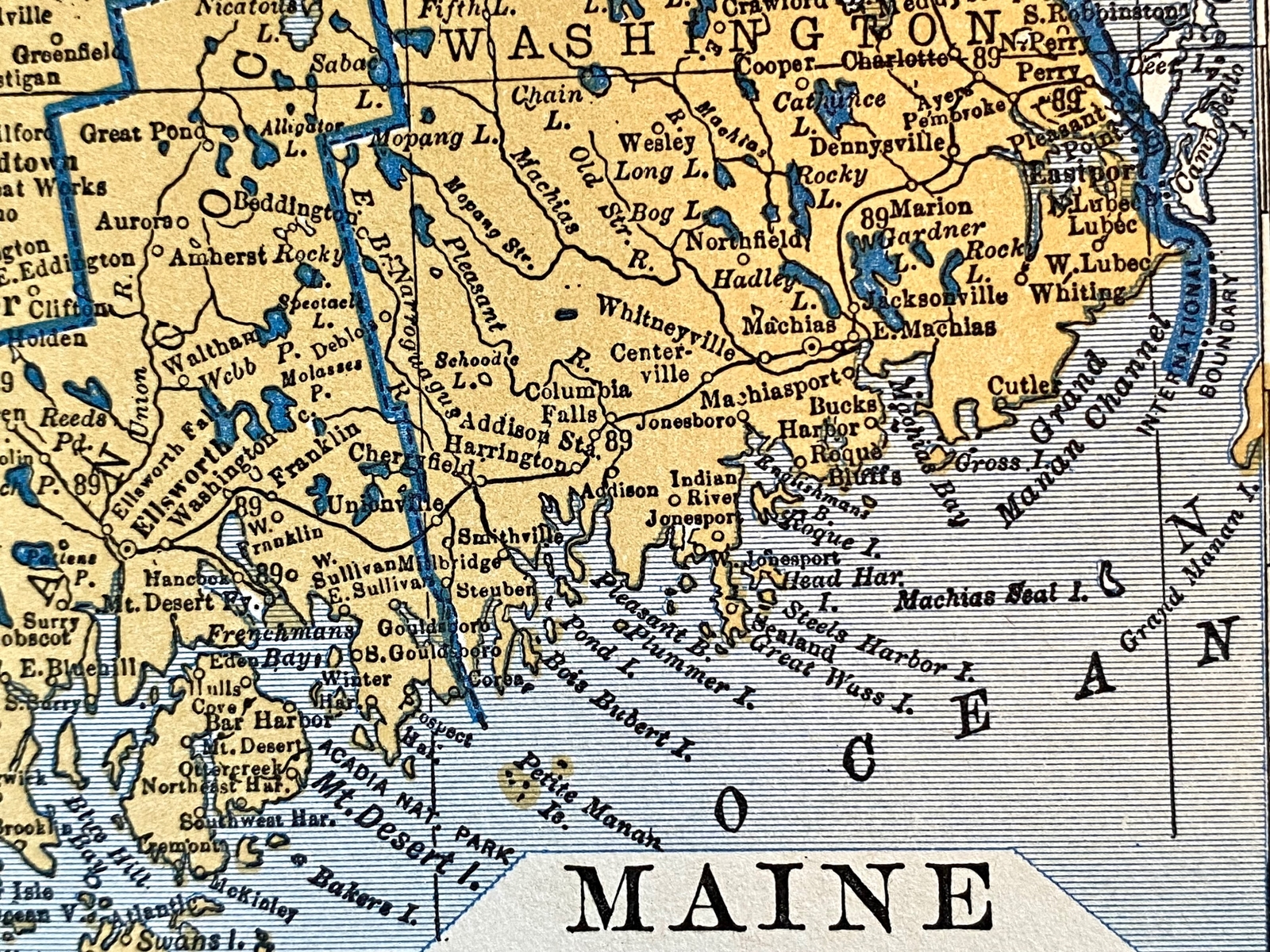 MAINE & LOUISIANA Original c 1935 County & Railroad Maps. Hammond & Co. 9×12″
