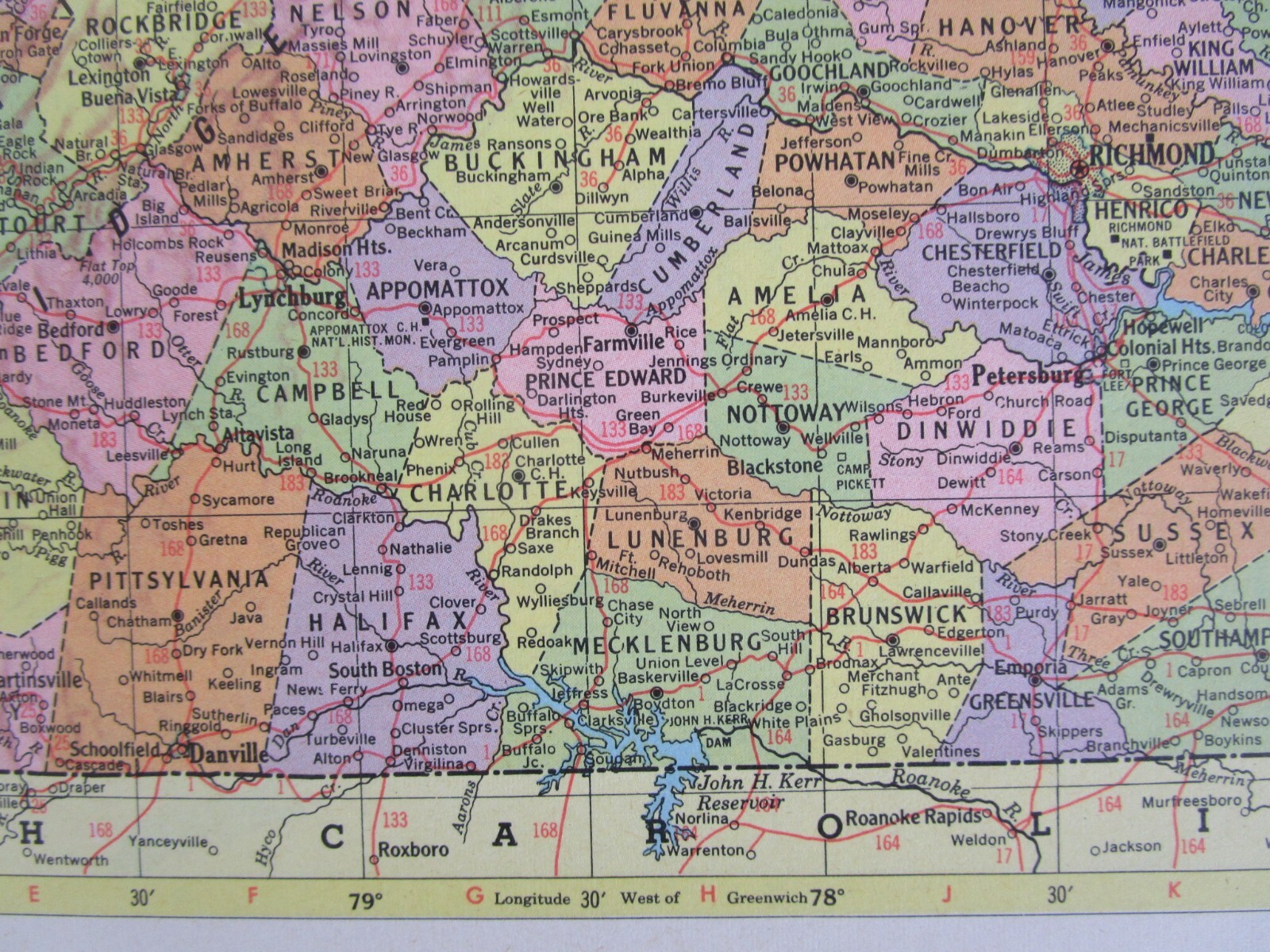 VA VT 1959 VIRGINIA RAILROAD Map B&O, C&O, WINCHESTER & WESTERN or VERMONT
