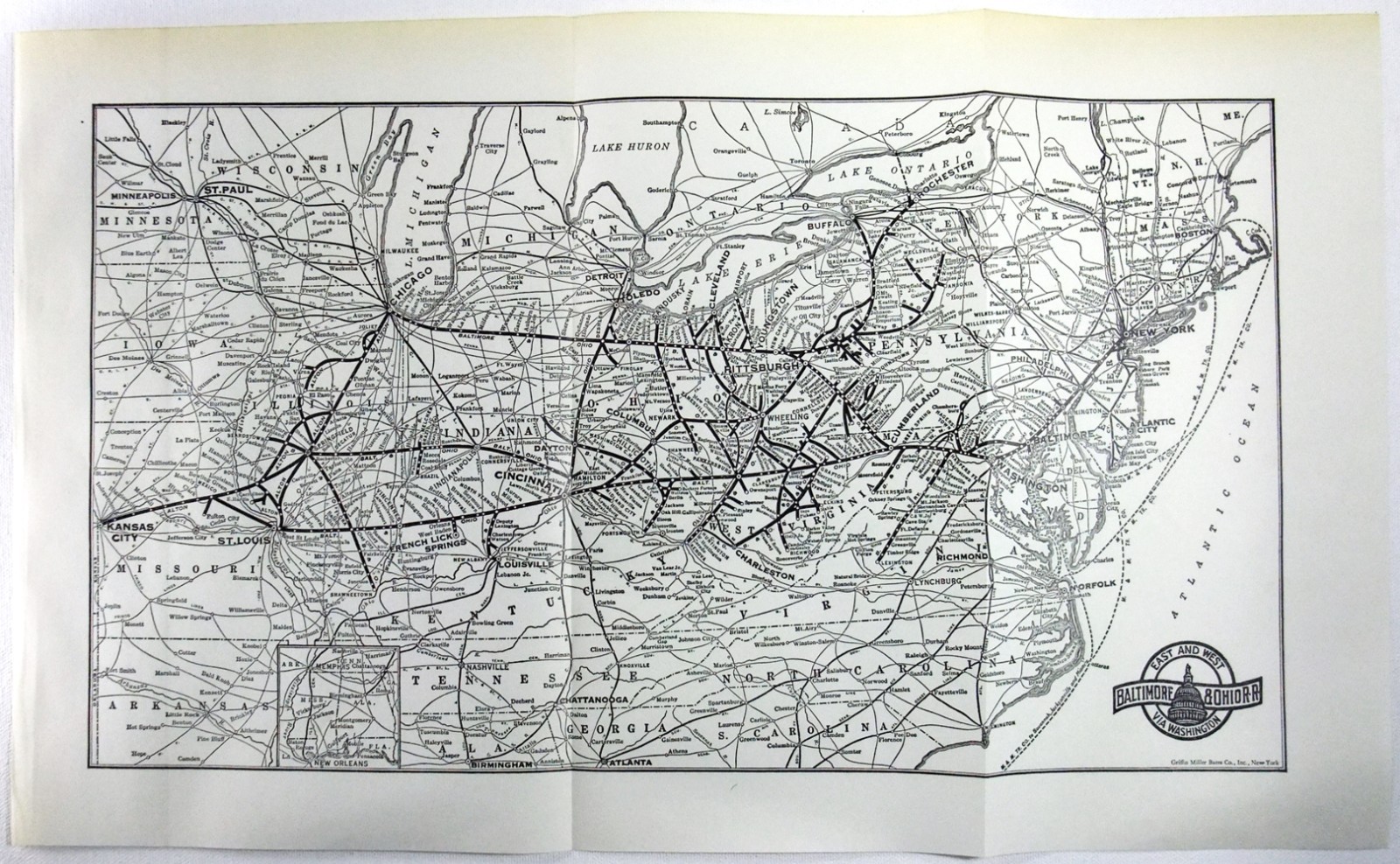 Baltimore & Ohio – Original 1941 System Map. Vintage Railway