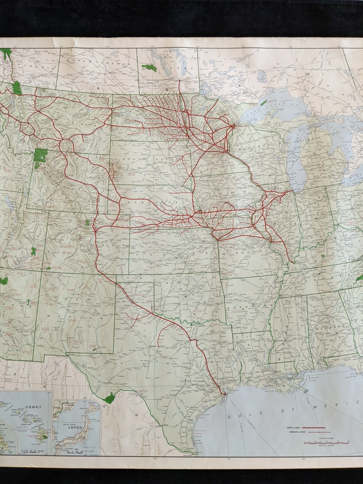 1971 Burlington Northern RR United States Route Map 32.5 x 21 Wall map