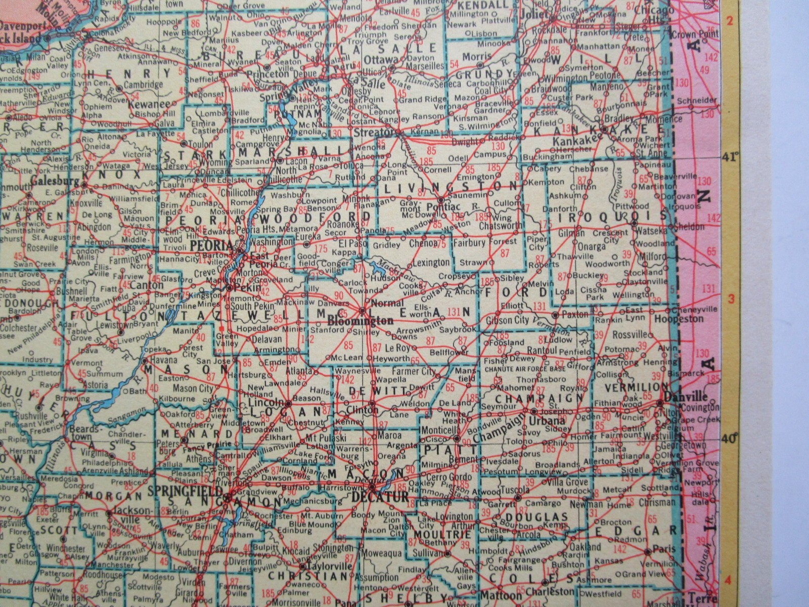 IL ID 1952 ILLINOIS RAILROAD Map. La SALLE & BUREAU CO RR, ERIE, WABASH or IDAHO
