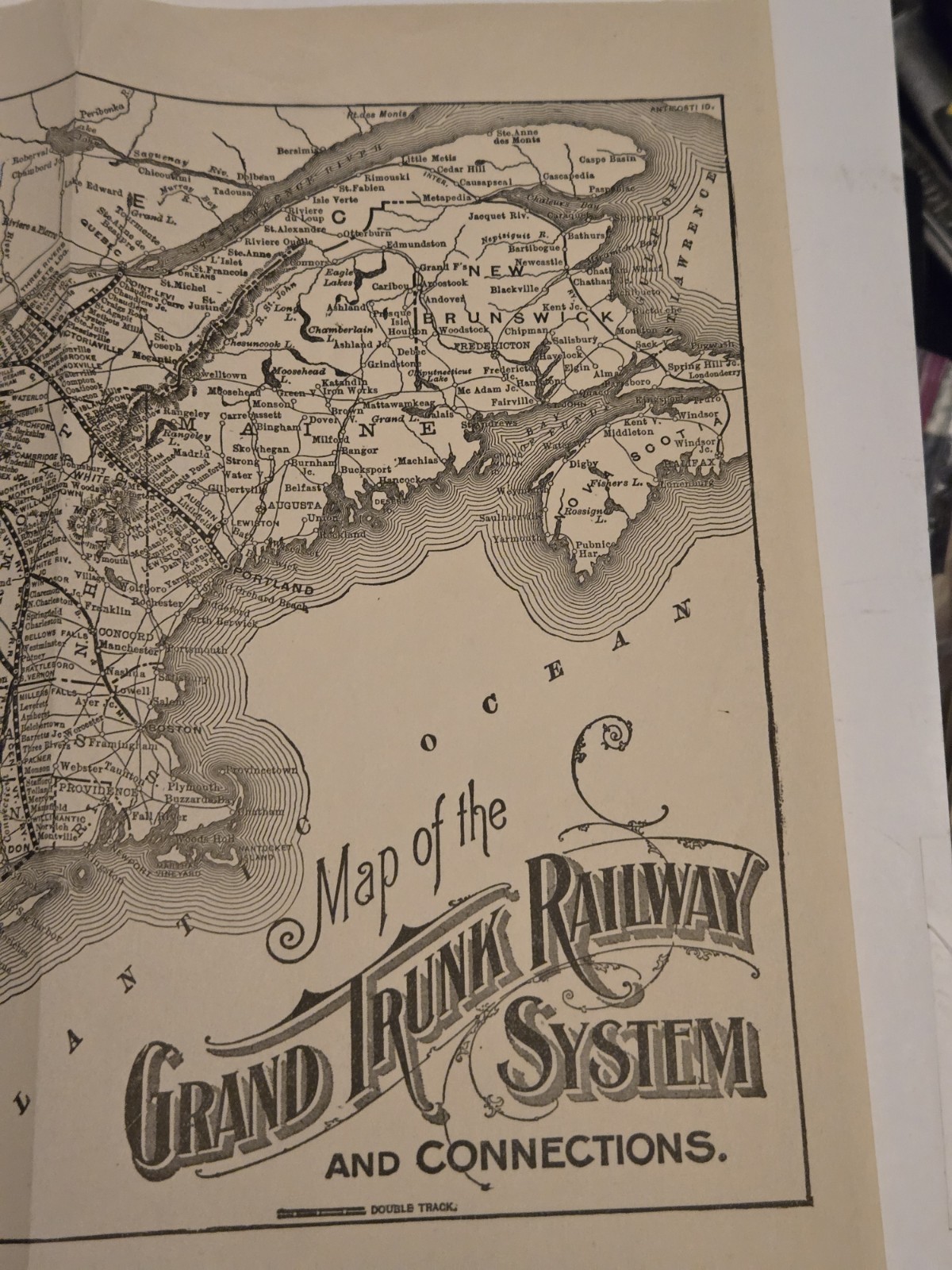 1910 Grand Trunk Railway System & Connections Map 3024 Original Northeast US