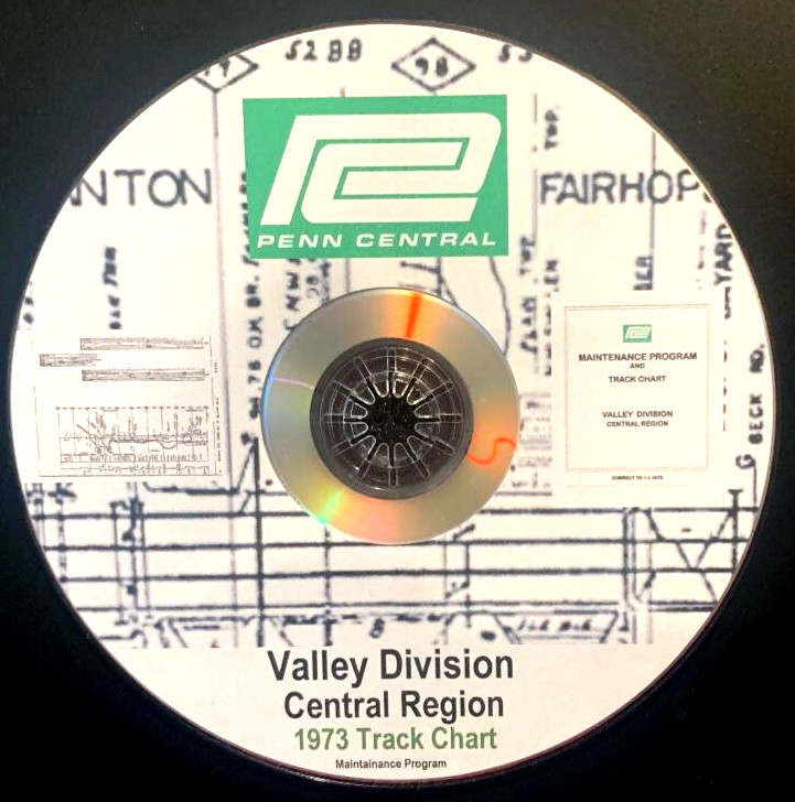 Penn Central 1973 Central Region Valley Division Track Chart PDF Pages on DVD
