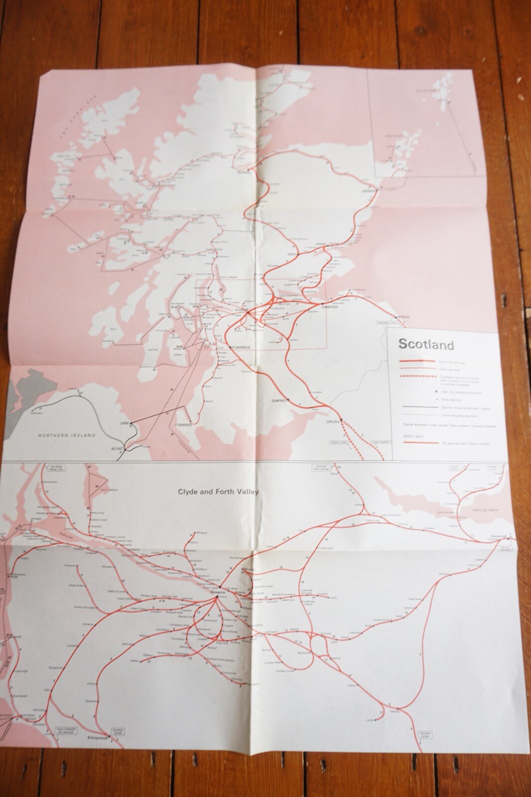 Jan 1973 British Rail Passenger Network Railway Map Scottish Region