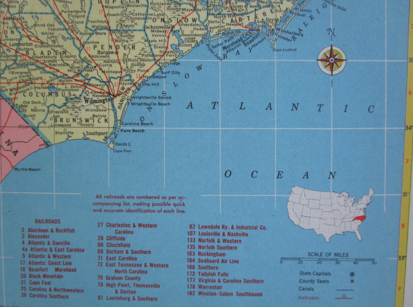 NC NY 1952 NORTH CAROLINA RAILROAD Map. GRAHAM COUNTY RR or NEW YORK 1950s