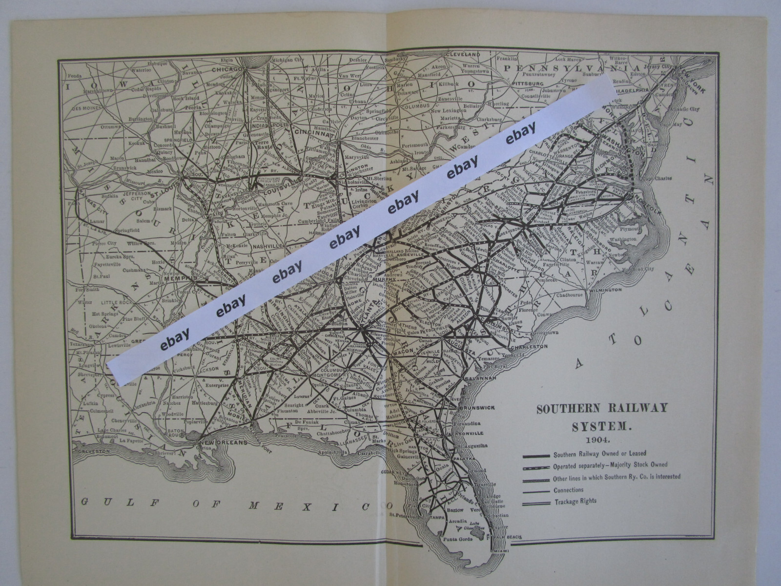 SOU DATED 1904 SOUTHERN RAILWAY SYSTEM Map from 1904 Poor’s Railroad Manual.