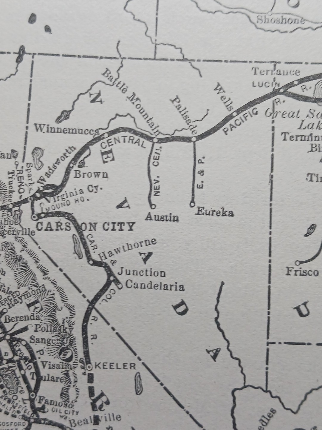 ~1906 Train Route Map SOUTHERN PACIFIC SYSTEM railway California Arizona Utah