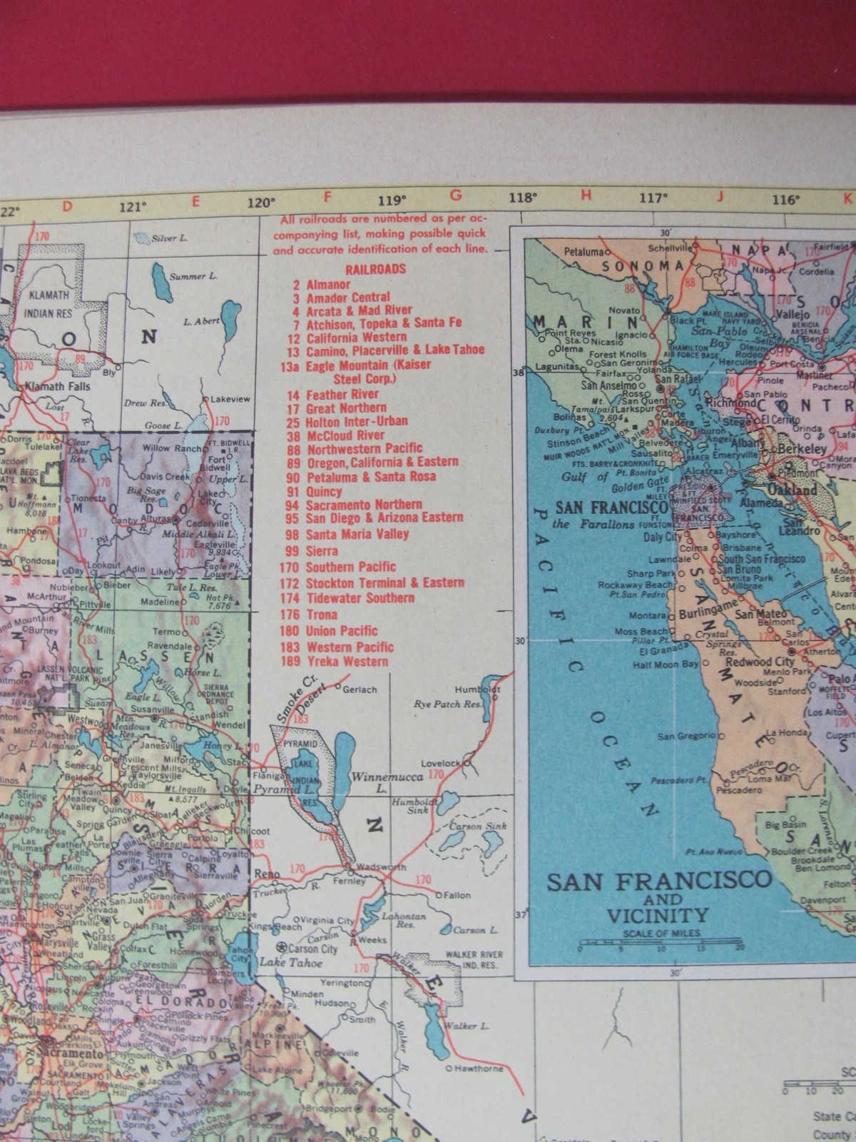 HISTORIC 1953 ARKANSAS & CALIFORNIA TOWN & RAILROAD MAP SHOWS & LIST ALL RR’s