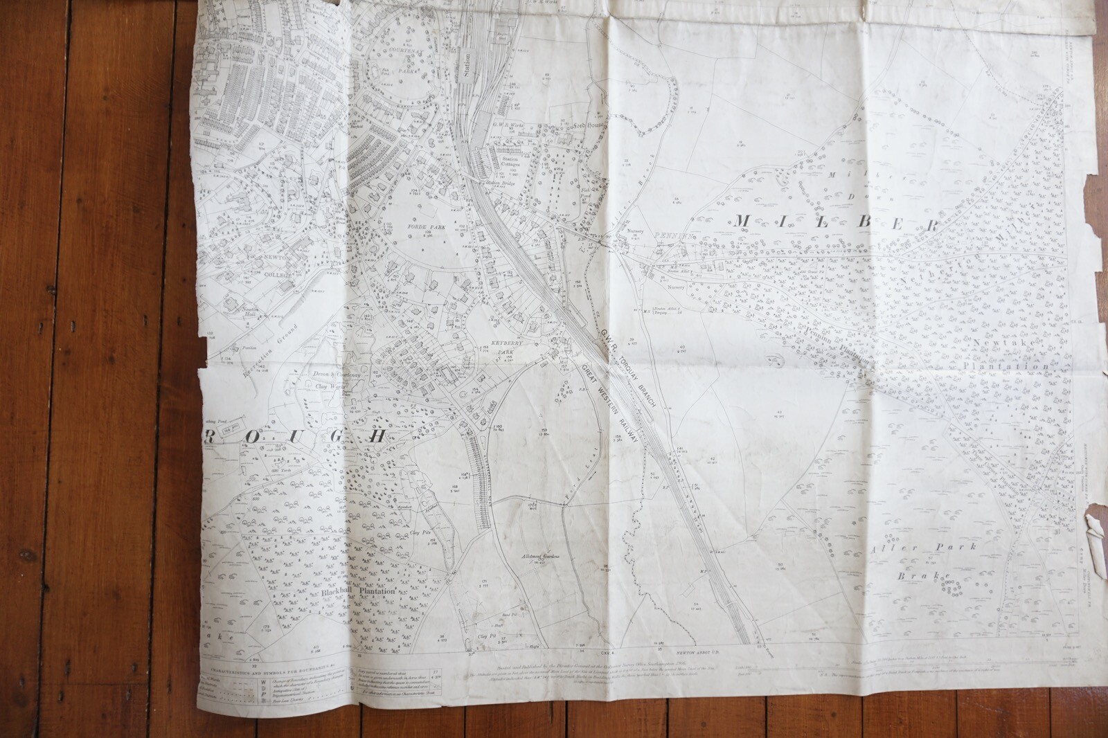 1905 Newton Abbot Torquay Branch Knowles Hill GWR Railway OS Railway Map
