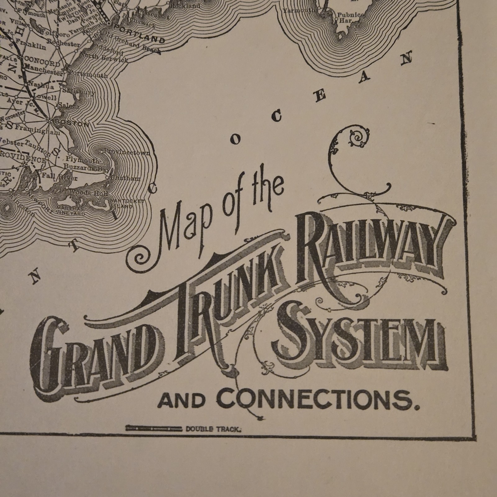 1910 Grand Trunk Railway System & Connections Map 3024 Original Northeast US