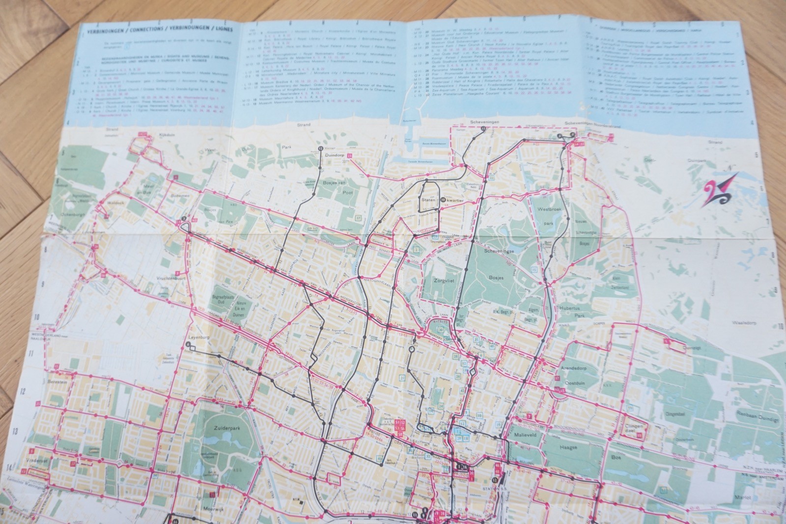 1969 HTM Gids Netherlands Railway Bus Tram Route Map
