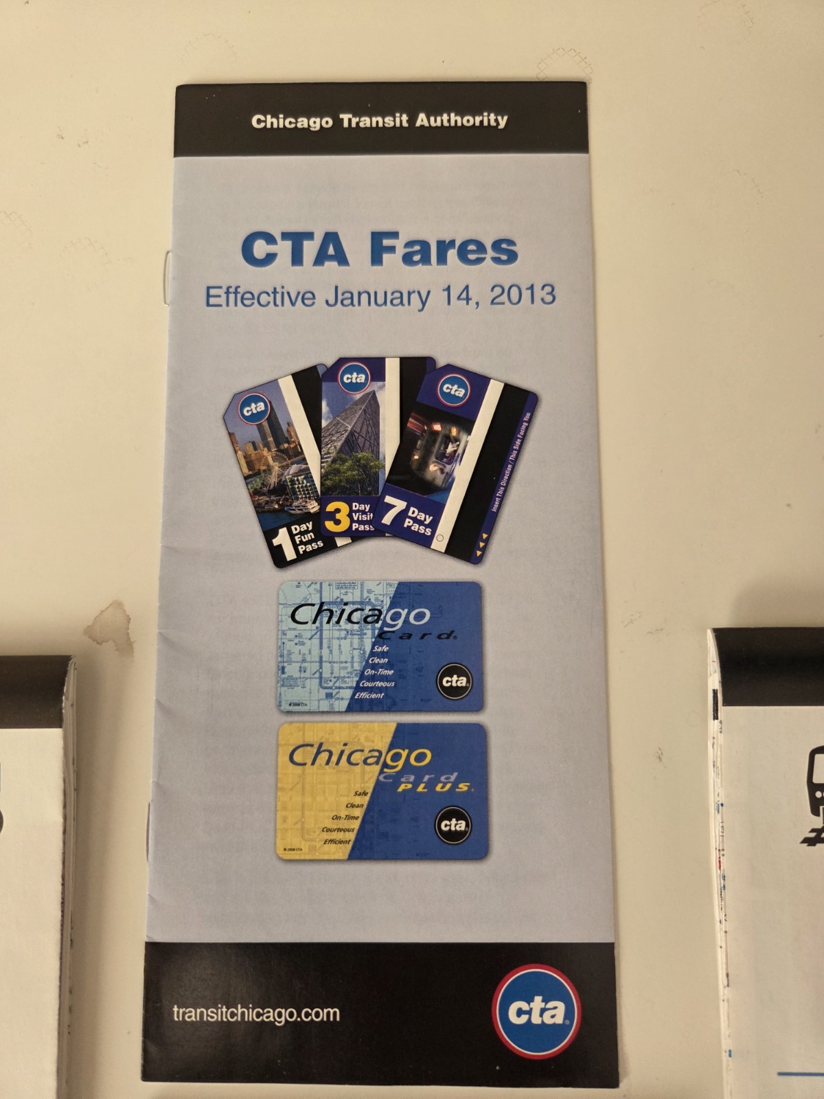 Chicago Transit Authority (CTA) Bus & Rail Maps 2012, 13, 14, 15 +CTA Fares 2013