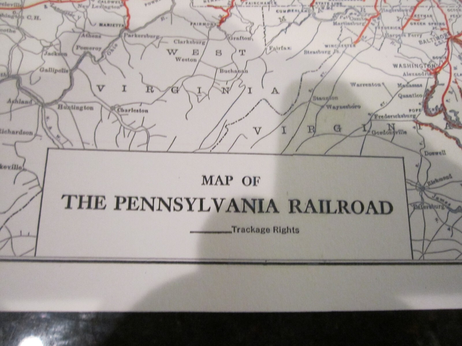 1928 MAP OF THE PENNSYLVANIA RAILROAD – 17″ X 11″ – HEAVY STOCK PAPER
