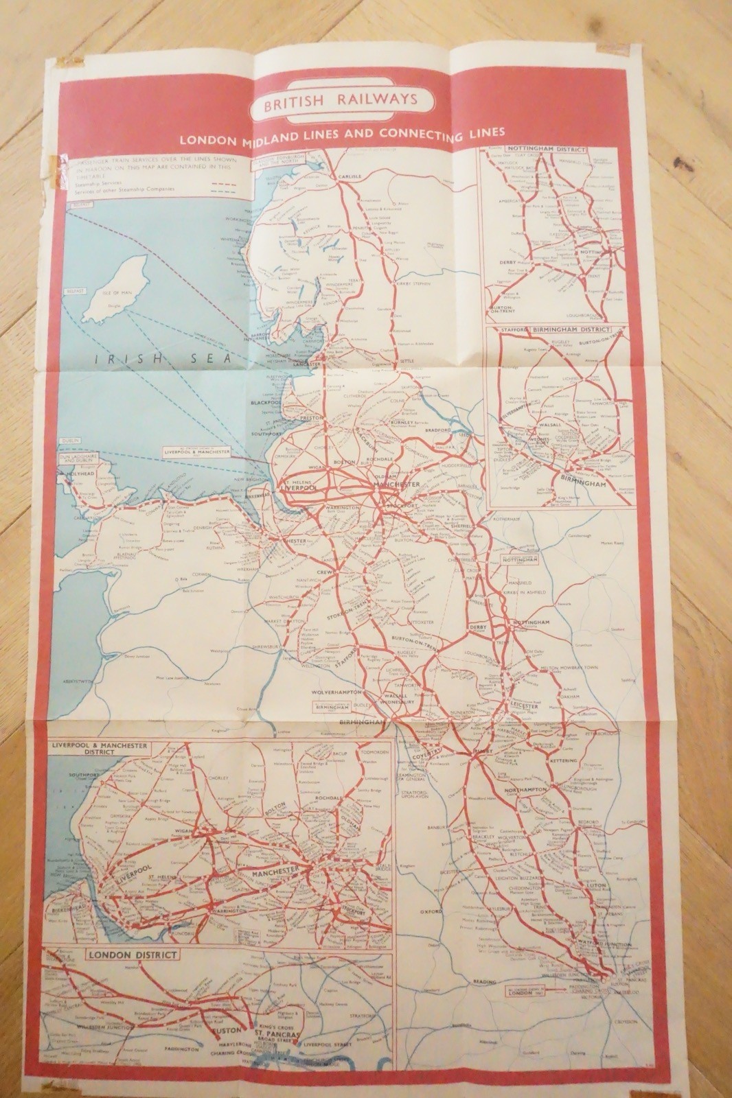 1960 British Rail London Midland Region Passenger Network Railway Map