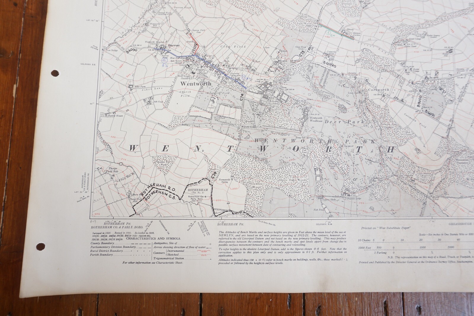 1931 Brampton Bierlow Wentworth Yorkshire Railway OS Linen Map Ref 8