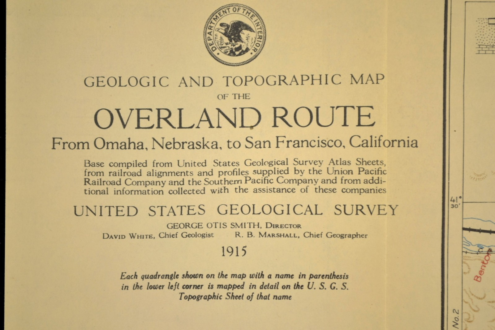 1915 Antique Union Pacific Railroad Map Omaha NE Council Bluffs Iowa Bellevue