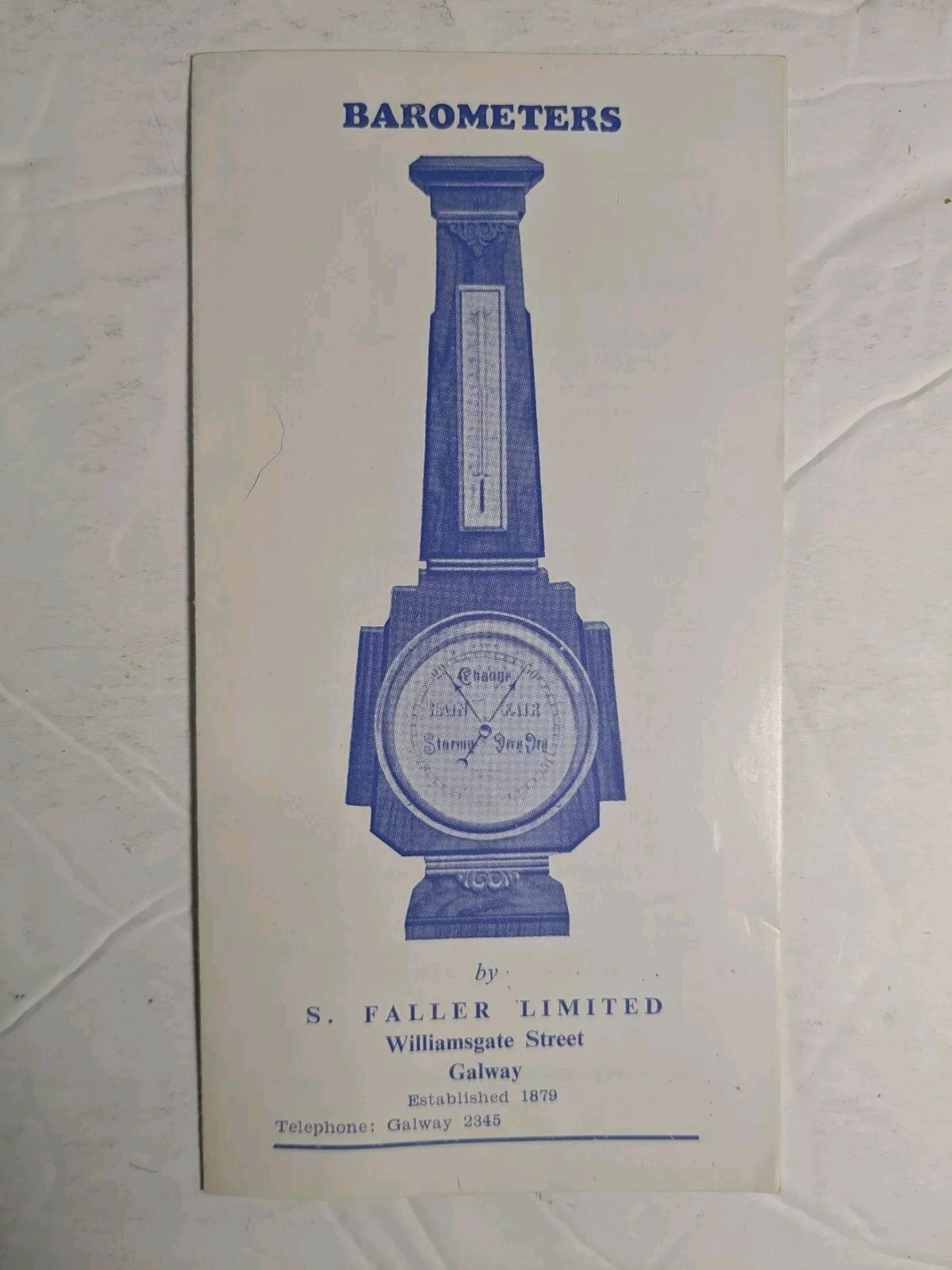 1960s Brochure For Barometers by S.Faller Ltm.Galway Ireland