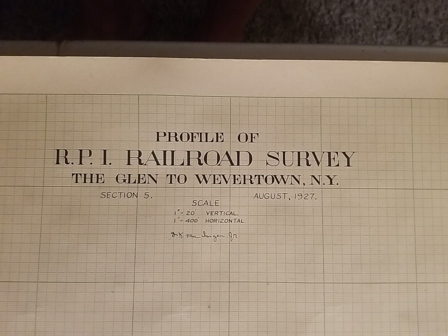 1922 Profile of R.P.I. Railroad Survey Map Chart The Glen to Watertown New York