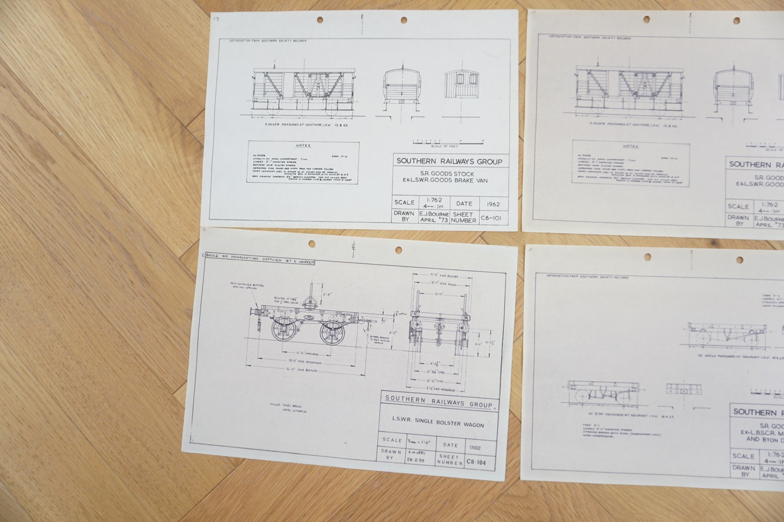 1960s Reprint Southern Region Railway Van & Wagon Diagrams x6