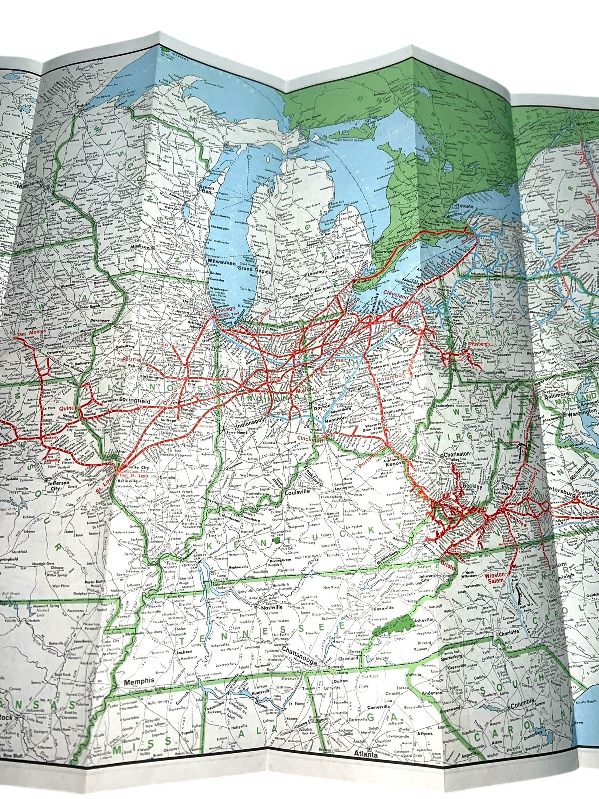 February 1972 Norfolk and Western Railway Map Rand McNally Vintage Map