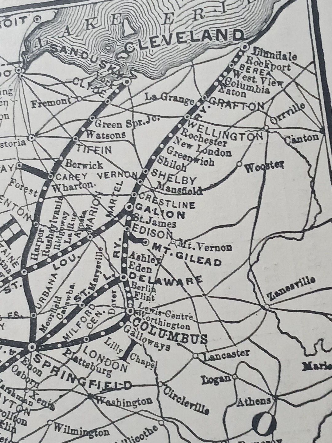 1901 Railroad Map CLEVELAND CINCINNATI CHICAGO & ST LOUIS RAILWAY Big Four Route