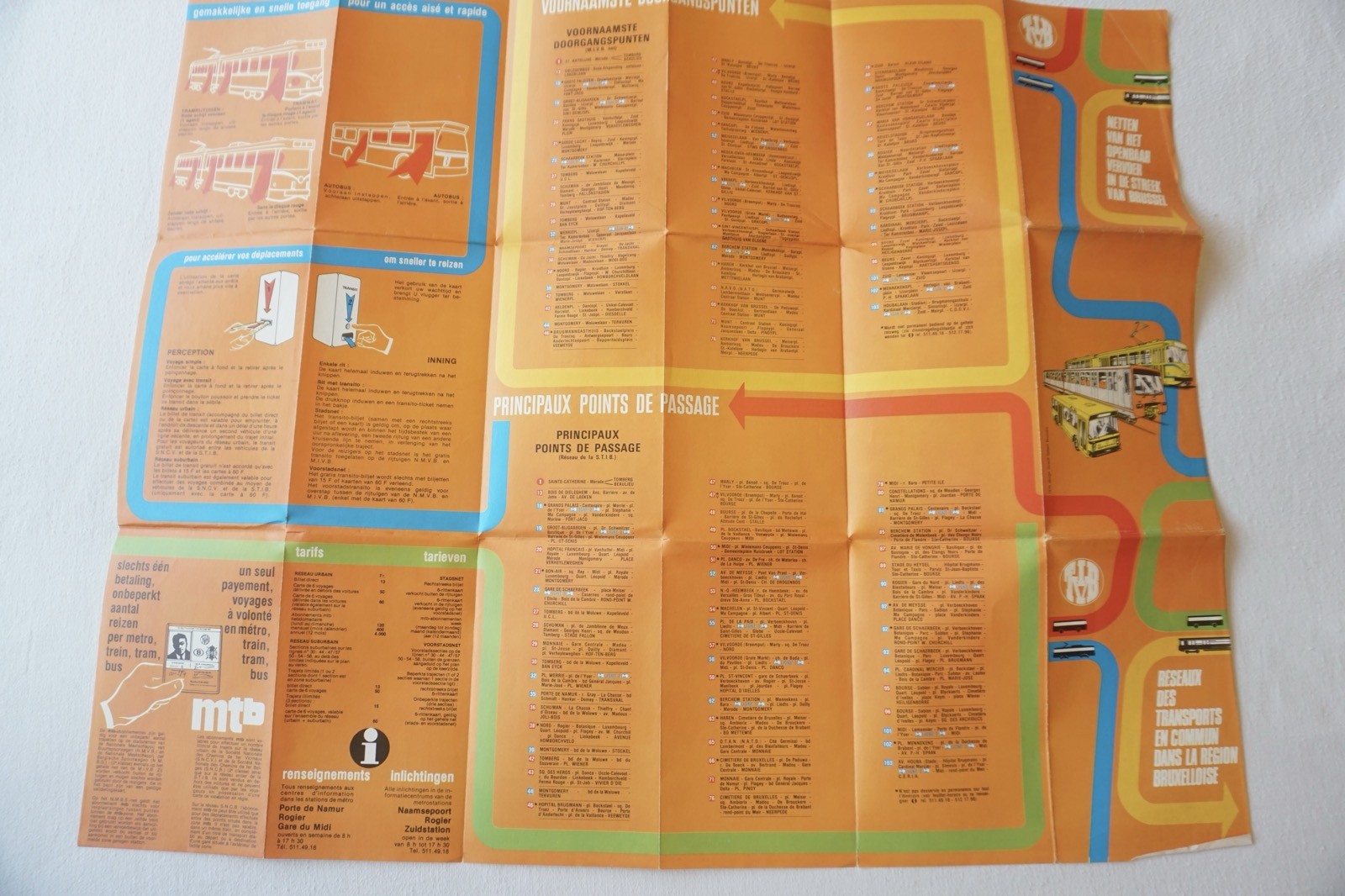 Sept 1976 Belgium Brussels Tram Tramways Railway Bus Map