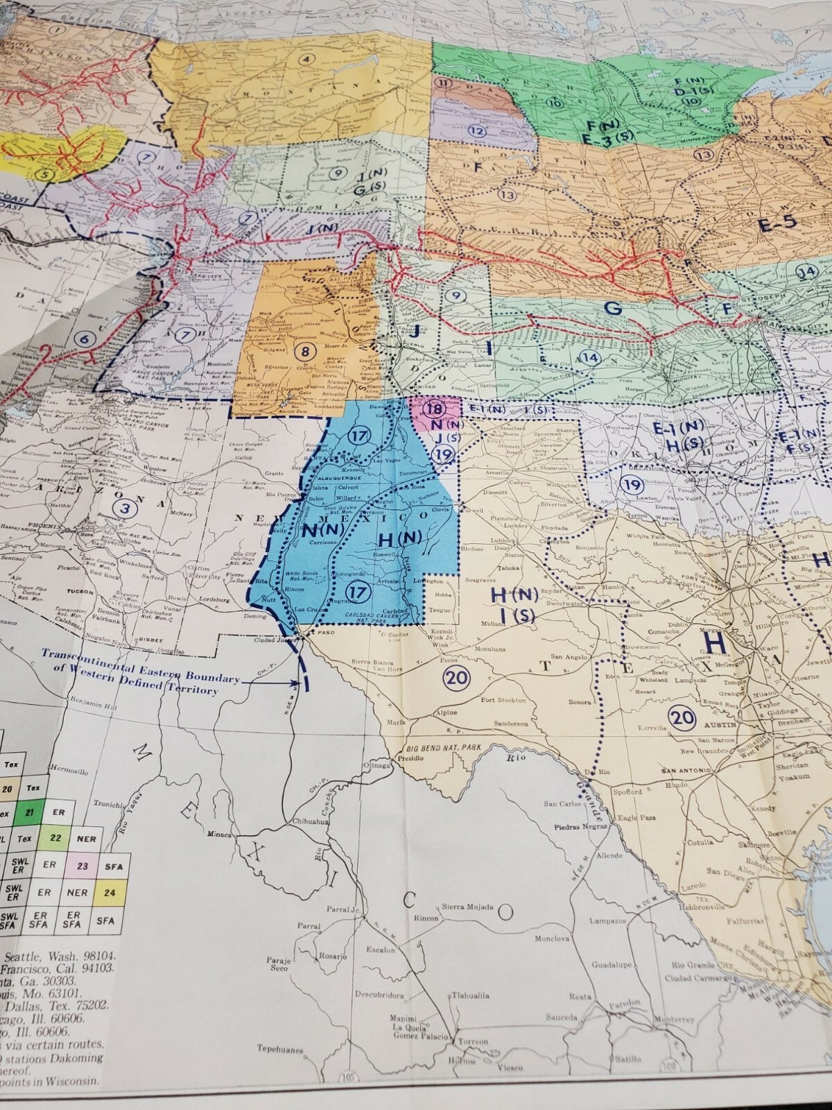 January 1965 Union Pacific Railroad Freight Rate Territorial Map